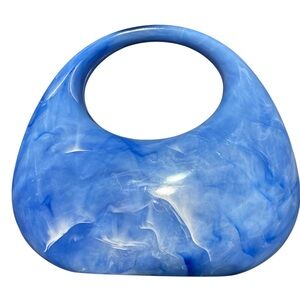 Acrylic Marbled Blue Evening Clutch Purse Top-handle Eclectic Moon